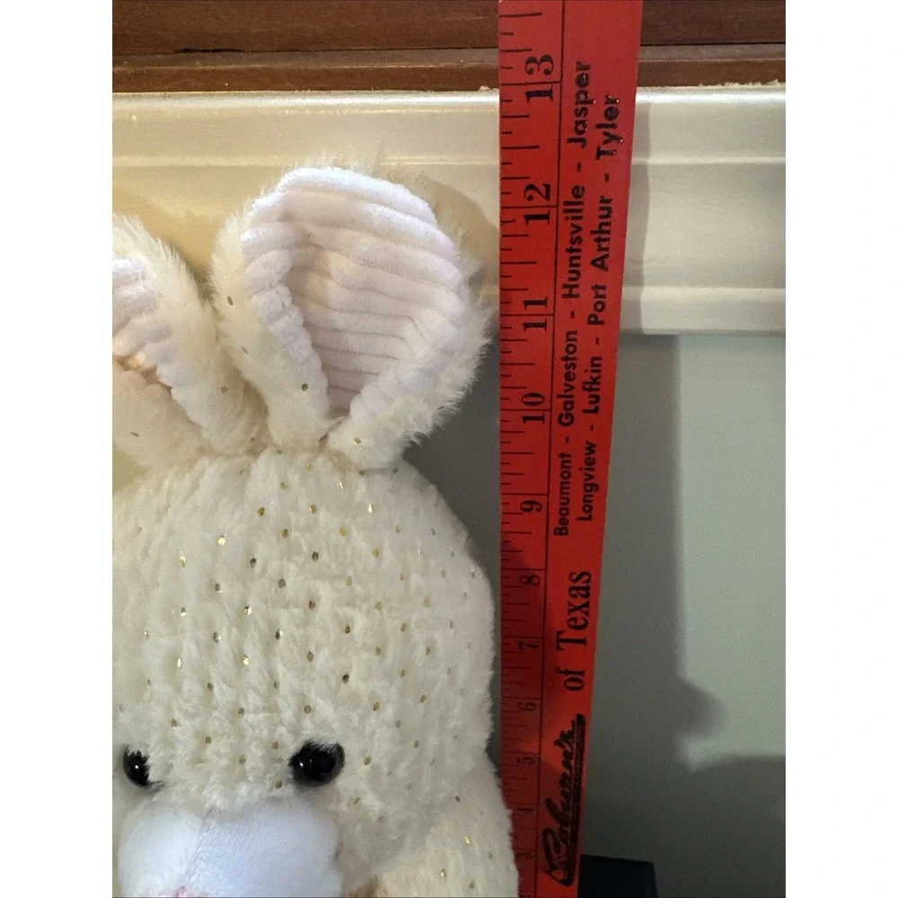 Linzy Toys Bunny‎ Rabbit Plush Stuffed Animal White Sparkle Carrot Easter  12